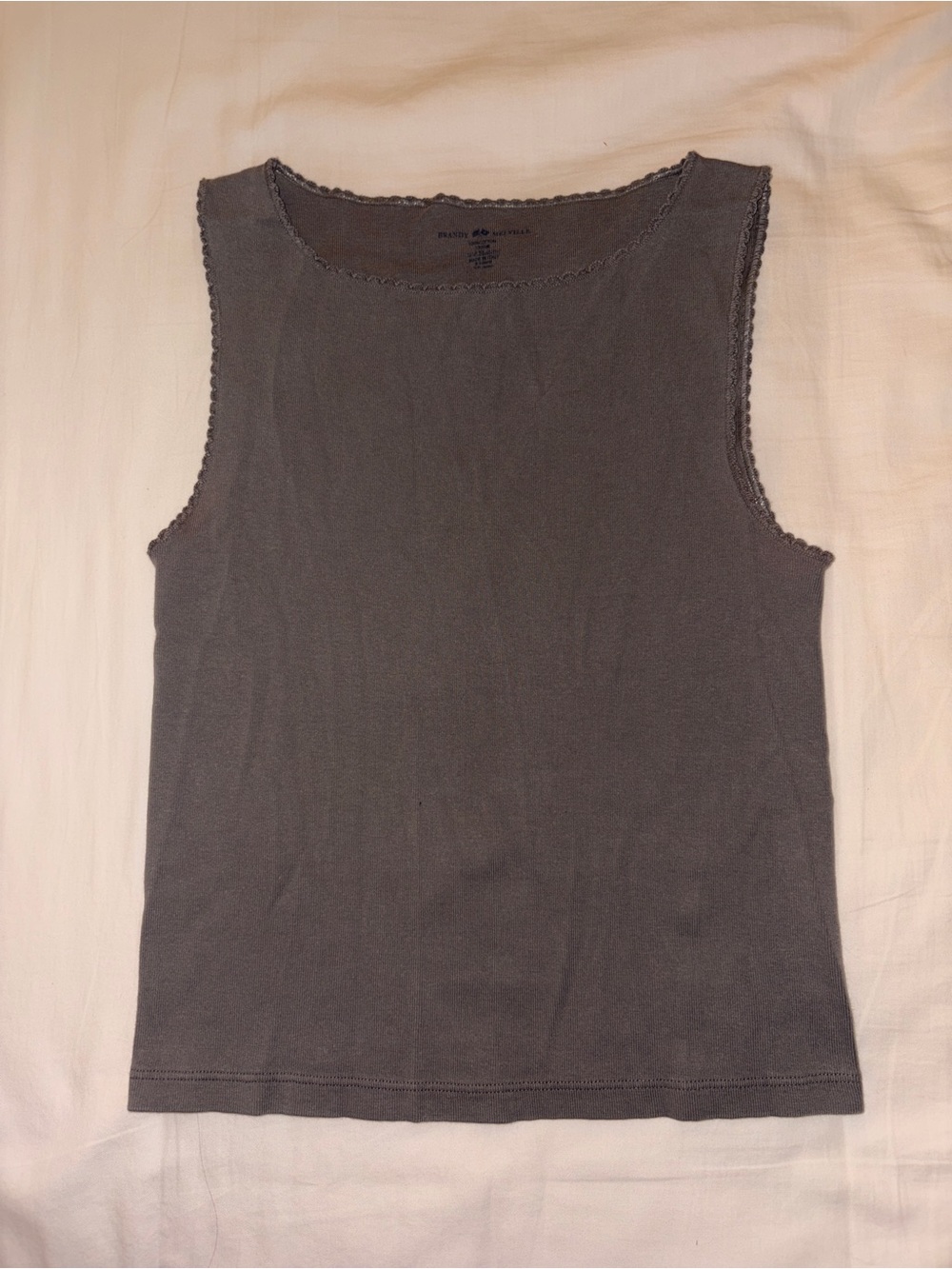 Brandy Melville Charcoal Gray Scalloped-Edge Tank